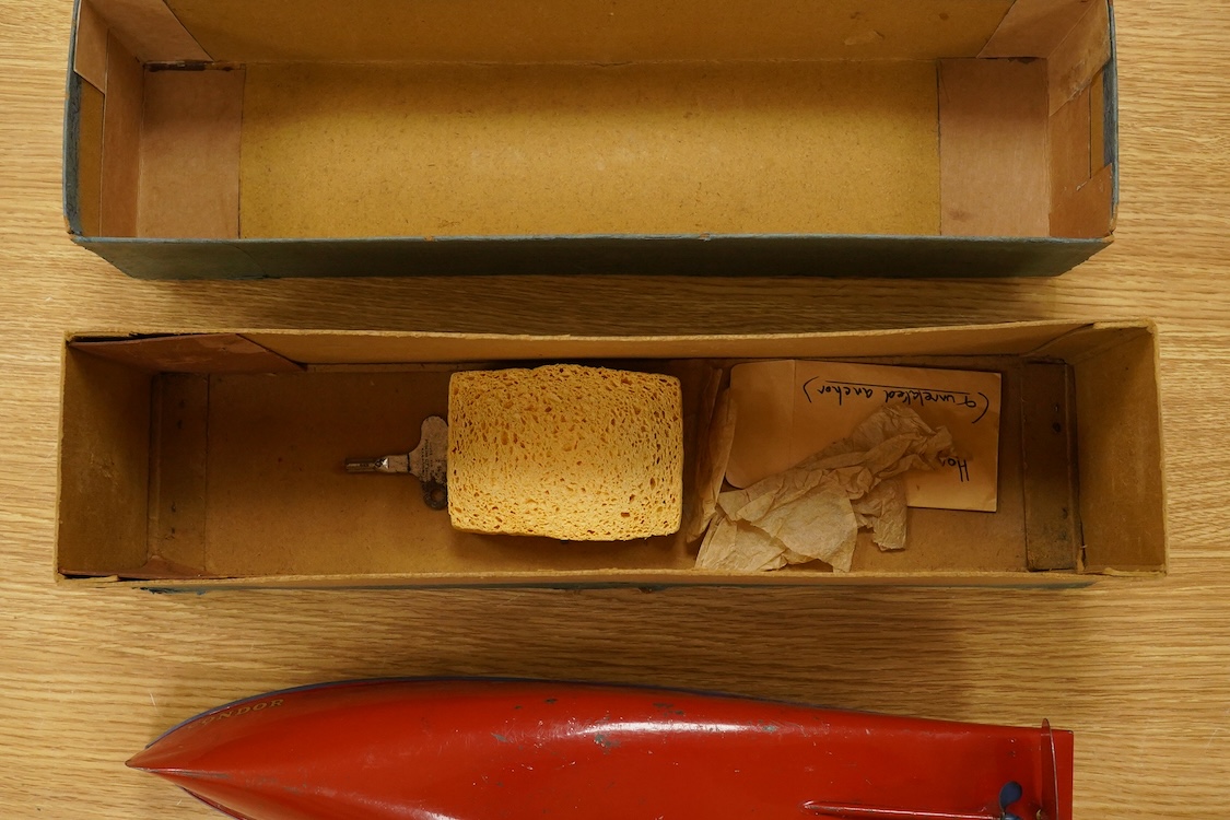 A boxed Hornby tinplate clockwork Speed Boat No.3, Condor